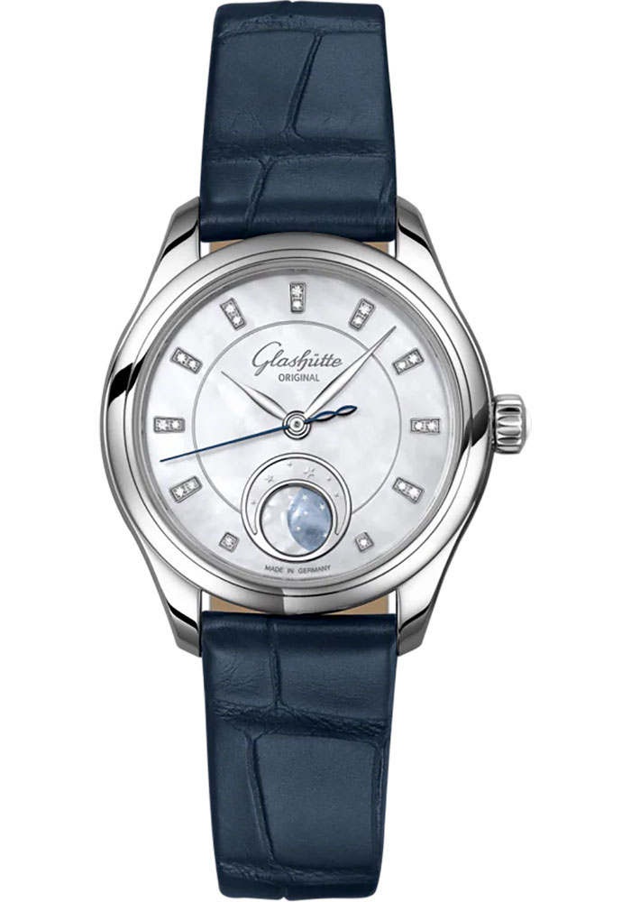 Glashutte Original Watches - Serenade Luna Stainless Steel - Alligator Strap - Style No: 1-35-14-02-02-04