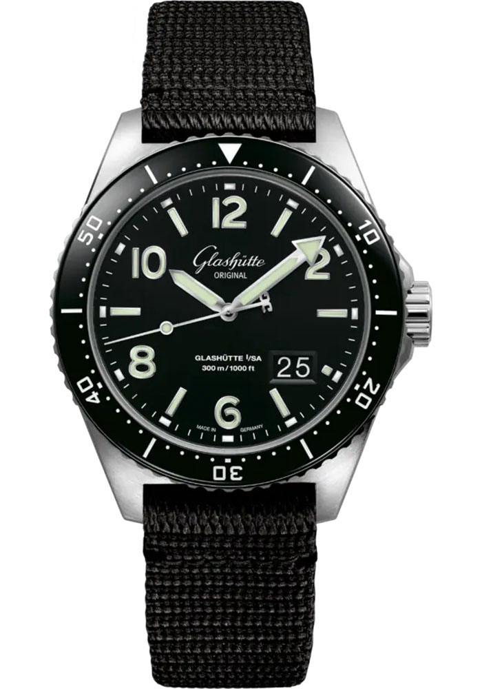 Glashutte Original Watches - SeaQ Panorama Date Stainless Steel - Synthetic Strap - Style No: 1-36-13-01-80-35