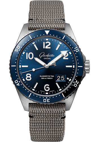 Glashutte Original Watches - SeaQ Panorama Date Stainless Steel - Synthetic Strap - Style No: 1-36-13-02-81-34