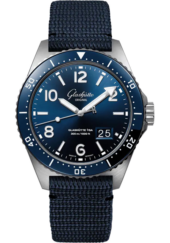 Glashutte Original Watches - SeaQ Panorama Date Stainless Steel - Synthetic Strap - Style No: 1-36-13-02-81-36