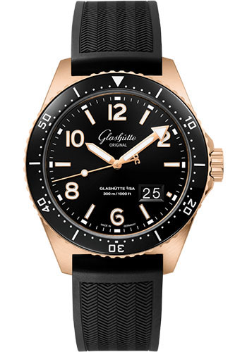 Glashutte Original Watches - SeaQ Panorama Date Red Gold - Rubber Strap - Style No: 1-36-13-03-90-33