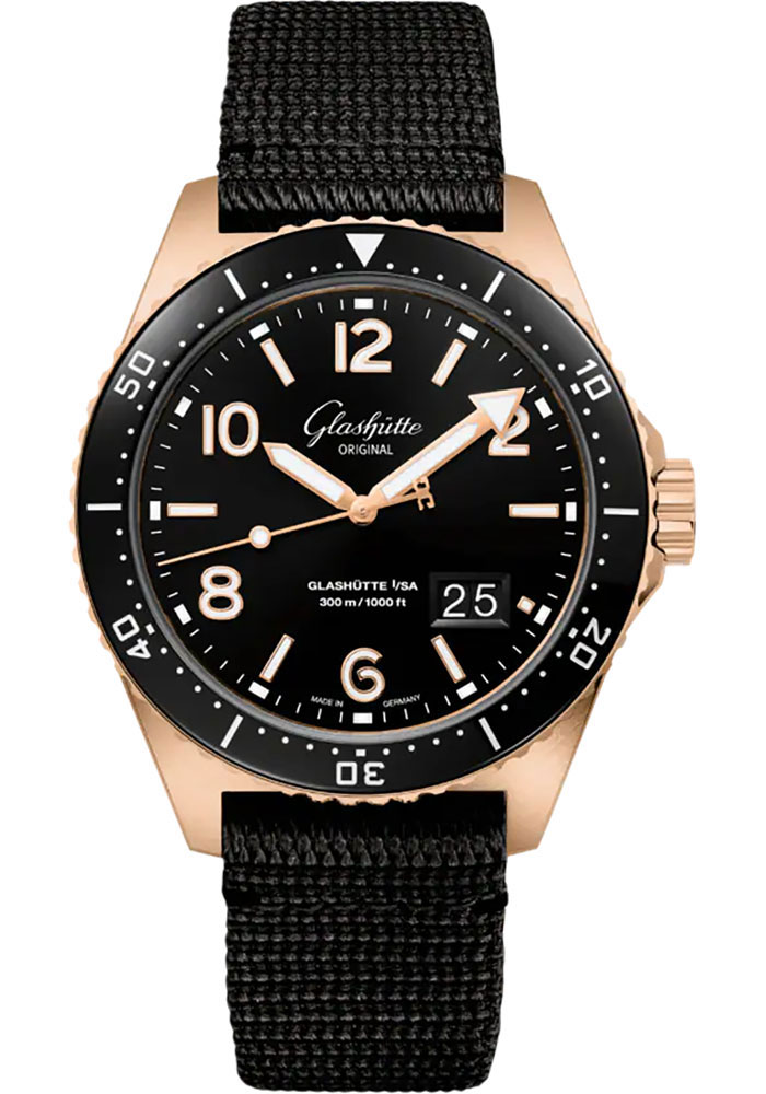 Glashutte Original Watches - SeaQ Panorama Date Red Gold - Synthetic Strap - Style No: 1-36-13-03-90-35