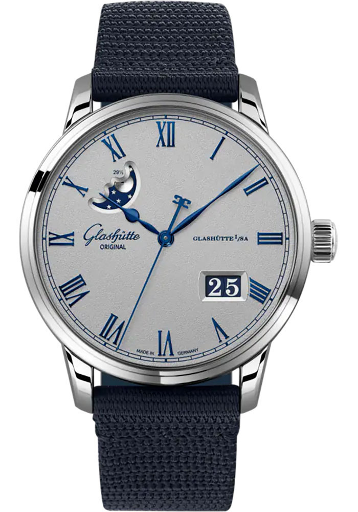 Glashutte Original Watches - Senator Excellence Panorama Date Moon Phase Stainless Steel - Synthetic Strap - Style No: 1-36-24-02-02-64