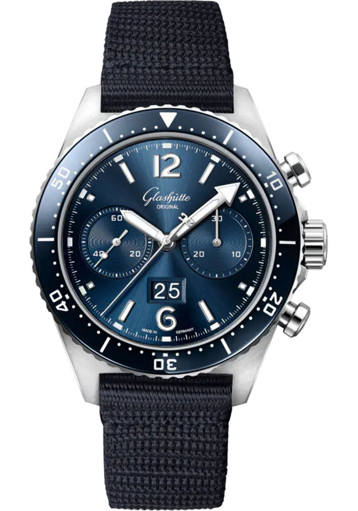 Glashutte Original Watches - SeaQ Chronograph Stainless Steel - Synthetic Strap - Style No: 1-37-23-02-81-36