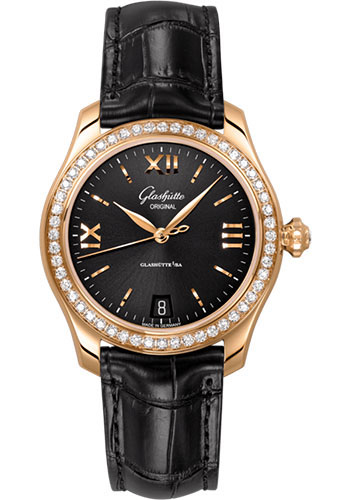 Glashutte Original Watches - Lady Serenade Rose Gold - Diamond Bezel - Alligator Strap - Style No: 1-39-22-18-11-04
