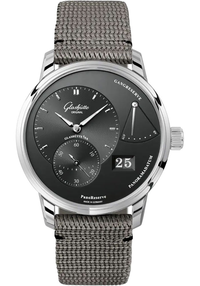 Glashutte Original Watches - PanoReserve Stainless Steel - Synthetic Strap - Folding Buckle - Style No: 1-65-01-23-12-66