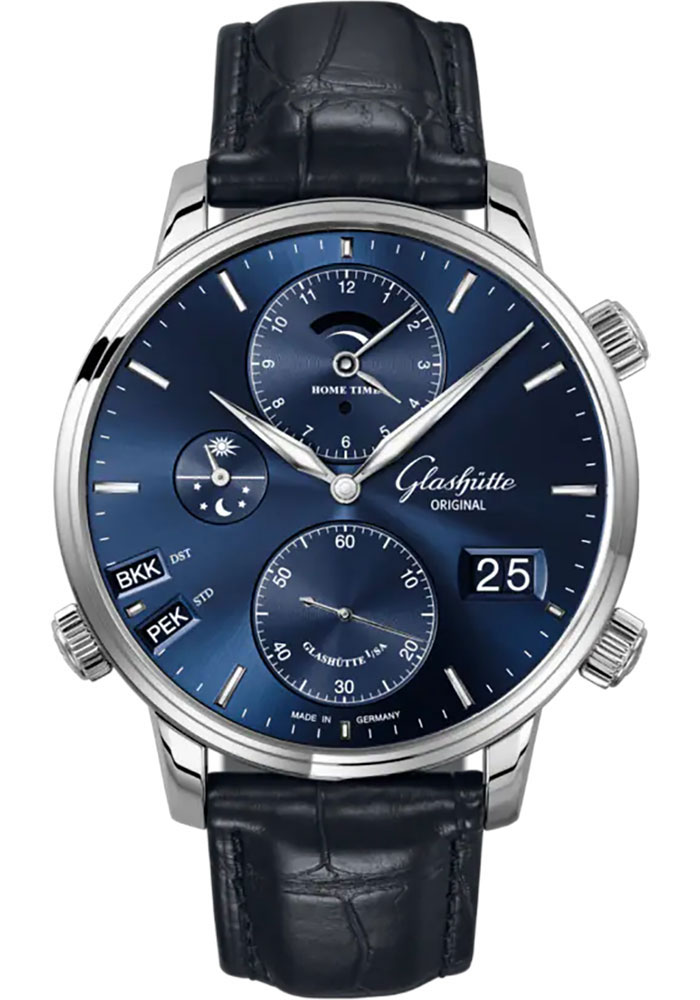 Glashutte Original Watches - Senator Cosmopolite Stainless Steel - Alligator Strap - Folding Buckle - Style No: 1-89-02-05-02-61