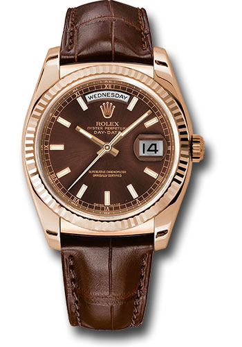 rolex brown leather strap watch