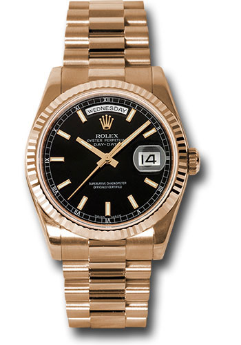 Rolex Day Date 36 Pink Gold Fluted Bezel President Watches