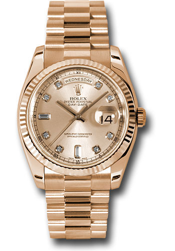 Rolex Watches - Day-Date 36 Pink Gold - Fluted Bezel - President - Style No: 118235 chdp