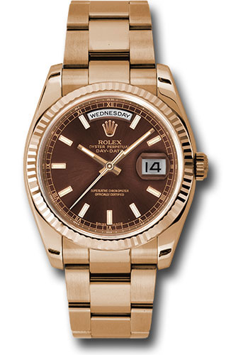 Rolex Watches - Day-Date 36 Pink Gold - Fluted Bezel - Oyster - Style No: 118235 choio