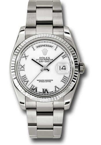 Rolex Watches - Day-Date 36 White Gold - Fluted Bezel - Oyster - Style No: 118239 wro