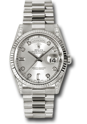 Rolex Watches - Day-Date 36 White Gold - Fluted Bezel - Dia Lugs - President - Style No: 118339 sdp