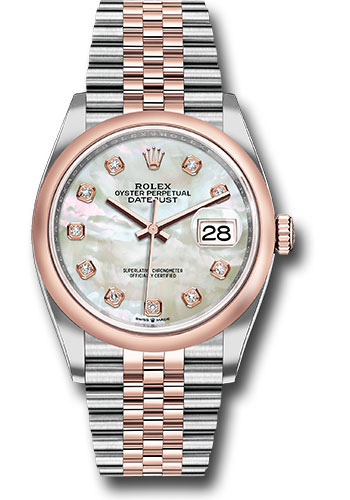 Rolex Watches - Datejust 36 Steel and Pink Gold - Domed Bezel - Jubilee - Style No: 126201 mdj