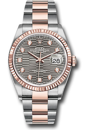 Rolex Watches - Datejust 36 Steel and Pink Gold - Fluted Bezel - Oyster - Style No: 126231 slflmdo