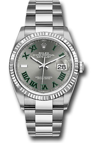 Rolex Watches - Datejust 36 Steel and White Gold - Fluted Bezel - Oyster - Style No: 126234 slgro