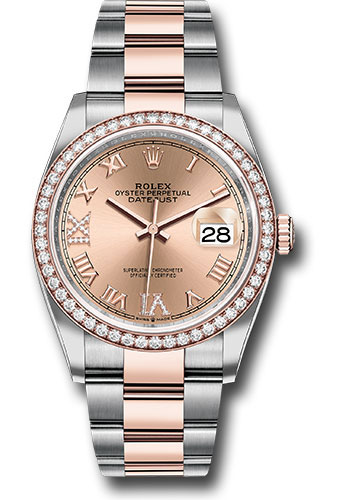 Rolex Watches - Datejust 36 Steel and Pink Gold - Diamond Bezel - Oyster - Style No: 126281RBR rdr69o