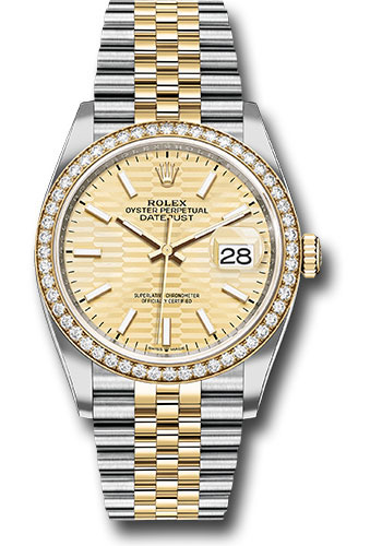 Rolex Watches - Datejust 36 Steel and Yellow Gold - Diamond Bezel - Jubilee - Style No: 126283rbr gflmij