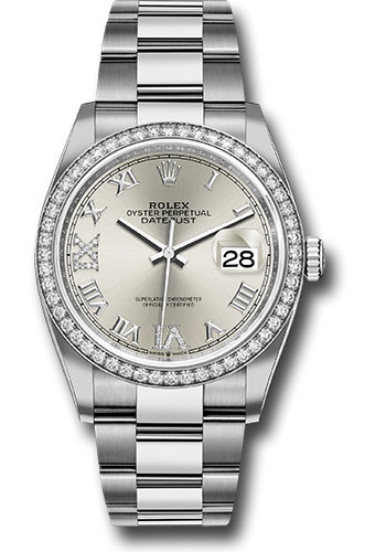 Rolex Watches - Datejust 36 Steel and White Gold - Diamond Bezel - Oyster - Style No: 126284RBR sdr69o