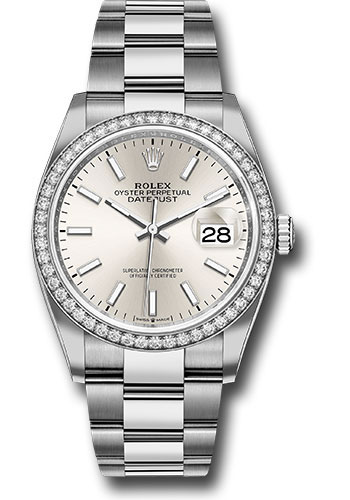 Rolex Watches - Datejust 36 Steel and White Gold - Diamond Bezel - Oyster - Style No: 126284RBR sio