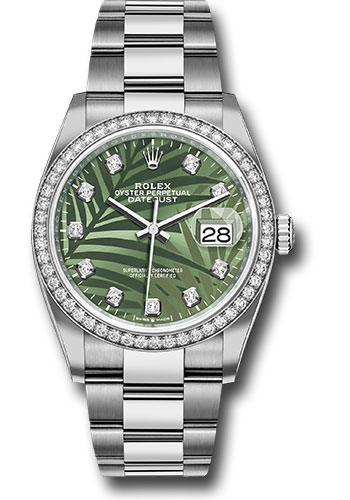 Rolex Watches - Datejust 36 Steel and White Gold - Diamond Bezel - Oyster - Style No: 126284rbr ogpmdo