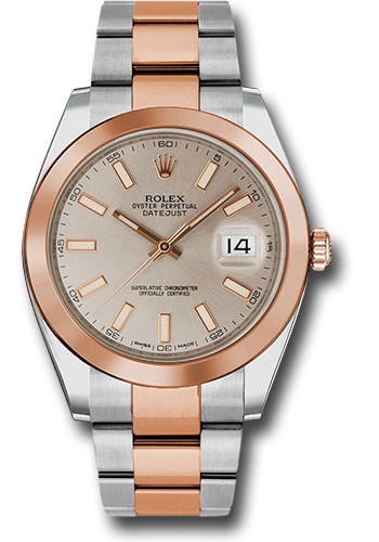 Rolex Watches - Datejust 41 Steel and Pink Gold - Smooth Bezel - Oyster - Style No: 126301 suio