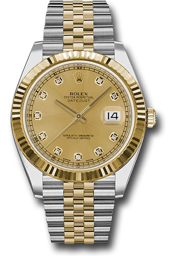 Rolex Datejust 41 Steel and Yellow Gold Champagne Diamond Dial Jubilee  Bracelet 41mm