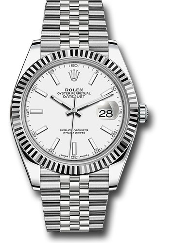 Rolex Watches - Datejust 41 Steel and White Gold - Fluted Bezel - Jubilee - Style No: 126334 wij