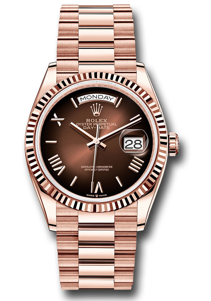 Rolex Watches - Day-Date 36 Everose Gold - Fluted Bezel - President - Style No: 128235 brobdrp