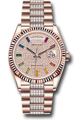 Rolex Watches - Day-Date 36 Everose Gold - Fluted Bezel - Diamond President - Style No: 128235 dprsdp