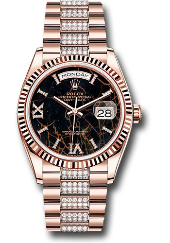 Rolex Watches - Day-Date 36 Everose Gold - Fluted Bezel - Diamond President - Style No: 128235 eididrdp