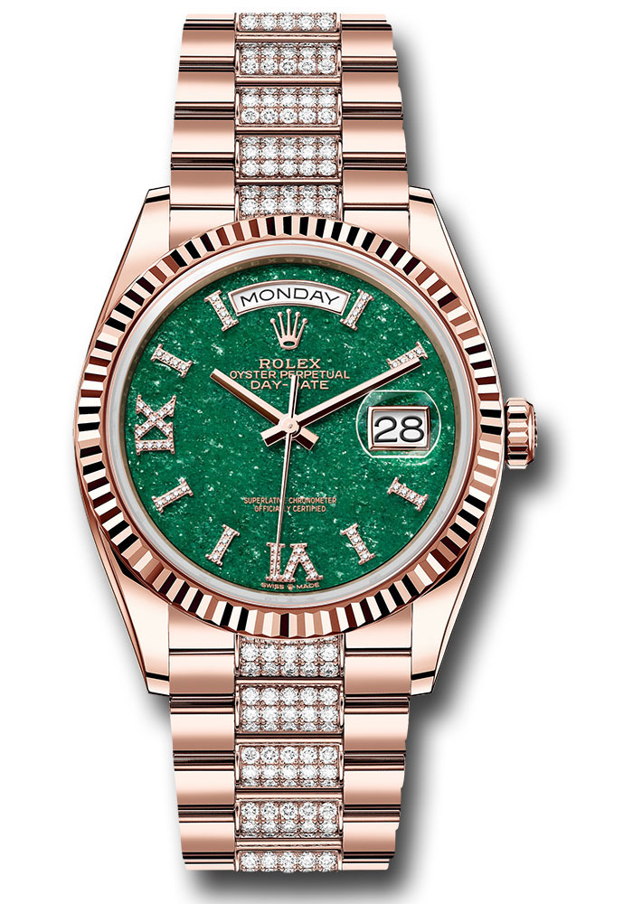 Rolex Watches - Day-Date 36 Everose Gold - Fluted Bezel - Diamond President - Style No: 128235 gavdidrdp