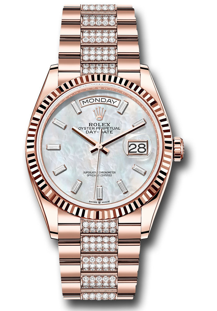 Rolex Watches - Day-Date 36 Everose Gold - Fluted Bezel - Diamond President - Style No: 128235 mbddp