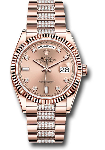 Rolex Watches - Day-Date 36 Everose Gold - Fluted Bezel - Diamond President - Style No: 128235 rsddp