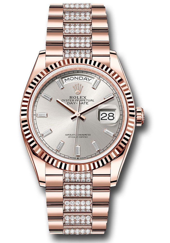 Rolex Watches - Day-Date 36 Everose Gold - Fluted Bezel - Diamond President - Style No: 128235 sbddp