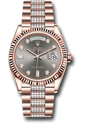 Rolex Watches - Day-Date 36 Everose Gold - Fluted Bezel - Diamond President - Style No: 128235 slddp