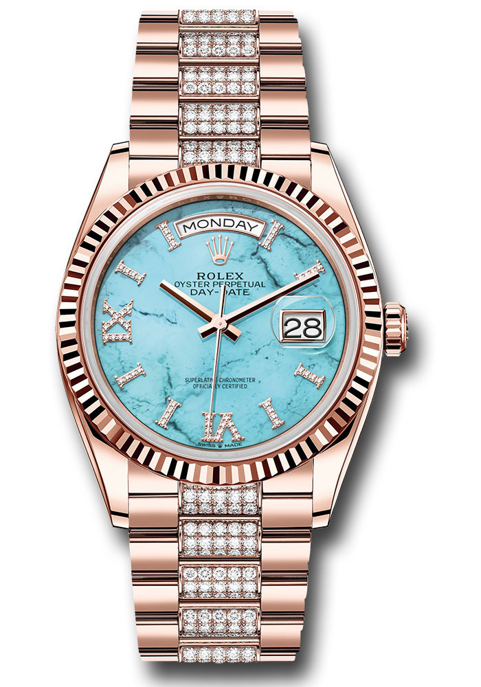 Rolex Watches - Day-Date 36 Everose Gold - Fluted Bezel - Diamond President - Style No: 128235 tdidrdp