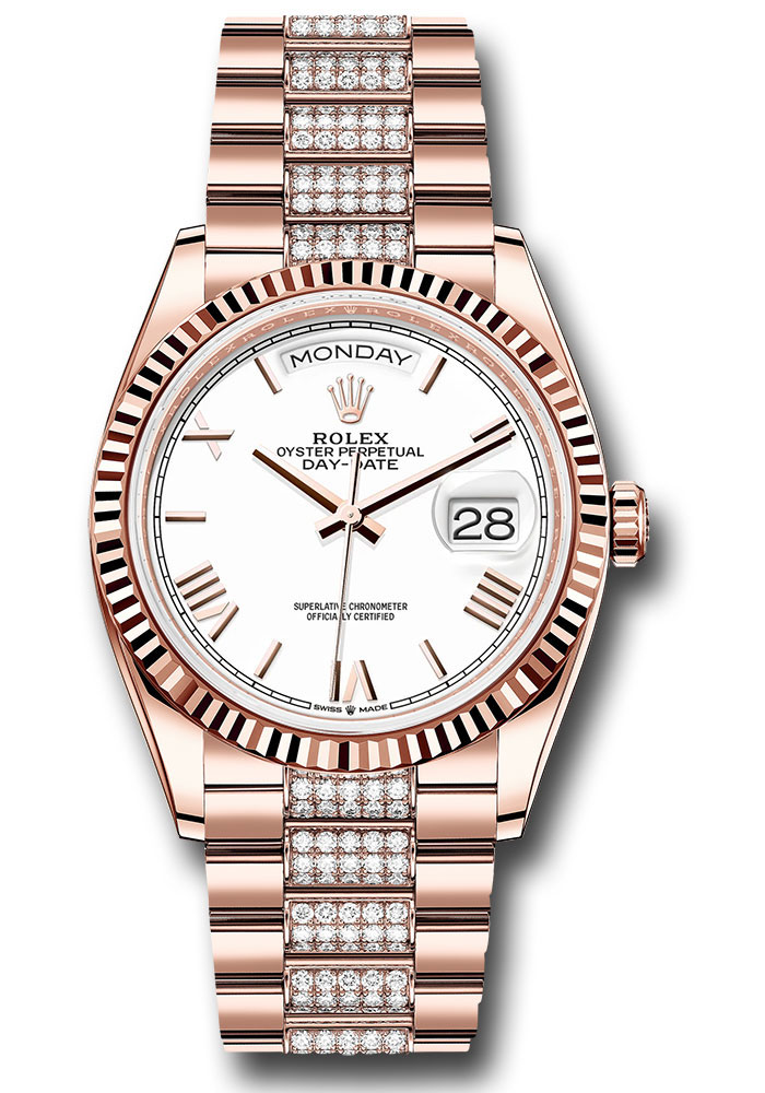 Rolex Watches - Day-Date 36 Everose Gold - Fluted Bezel - Diamond President - Style No: 128235 wbdrdp