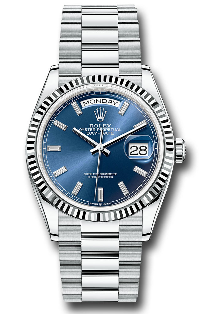 Rolex Watches - Day-Date 36 Platinum - Fluted Bezel - President - Style No: 128236 blbdp