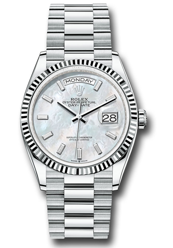 Rolex 128236 mbdp Day Date 36 PT Fluted Bez President Watch