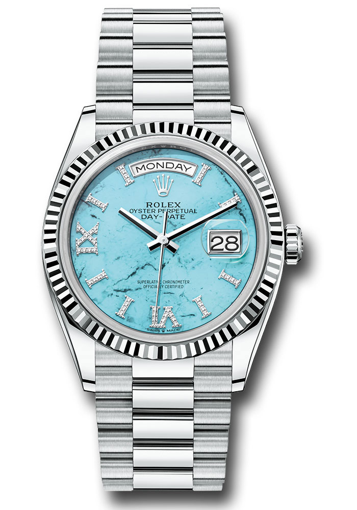 Rolex Watches - Day-Date 36 Platinum - Fluted Bezel - President - Style No: 128236 tdidrp