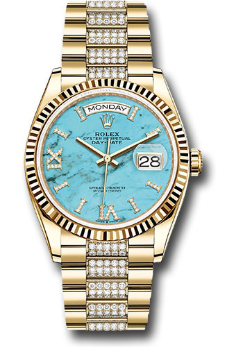 Rolex Watches - Day-Date 36 Yellow Gold - Fluted Bezel - Diamond President - Style No: 128238 tdidrdp