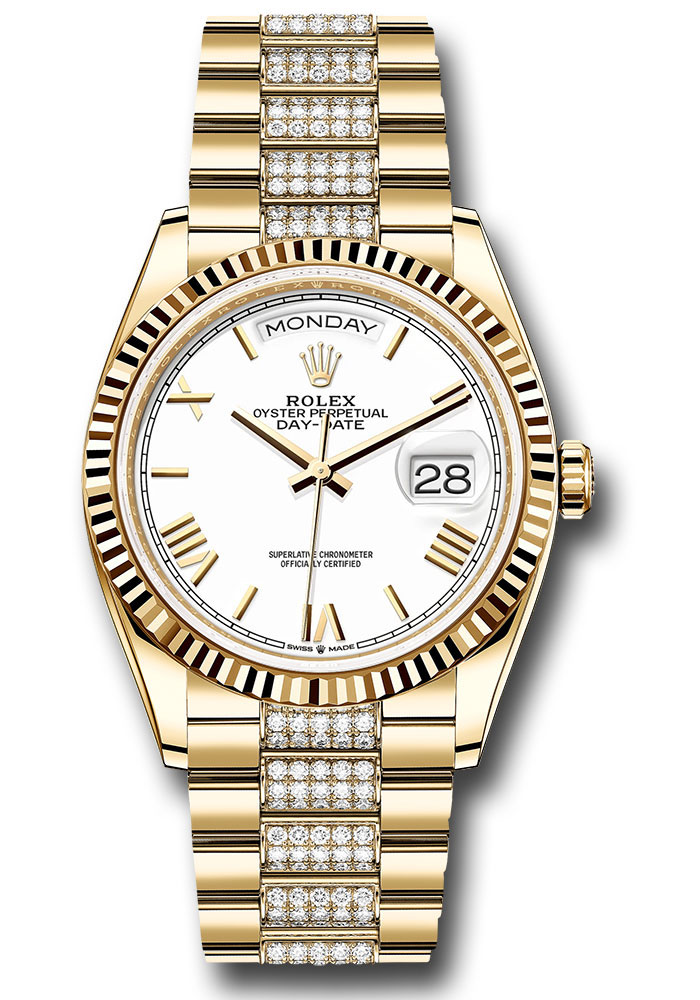 Rolex Watches - Day-Date 36 Yellow Gold - Fluted Bezel - Diamond President - Style No: 128238 wbdrdp