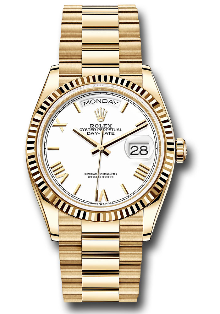 Rolex Watches - Day-Date 36 Yellow Gold - Fluted Bezel - President - Style No: 128238 wbdrp