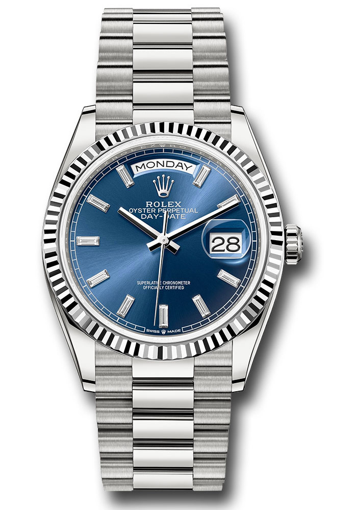 Rolex Watches - Day-Date 36 White Gold - Fluted Bezel - President - Style No: 128239 blbdp