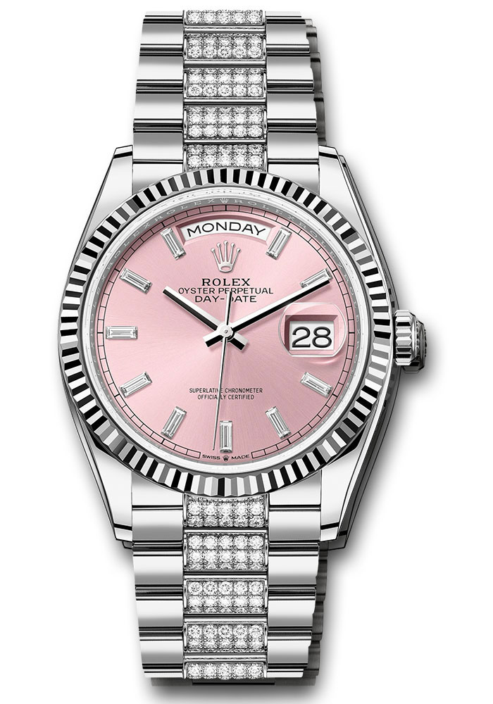 Rolex Watches - Day-Date 36 White Gold - Fluted Bezel - Diamond President - Style No: 128239 pbddp