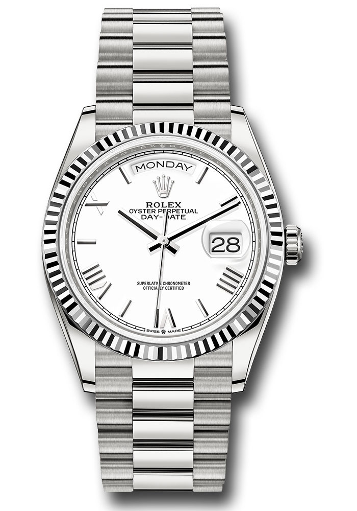 Rolex Watches - Day-Date 36 White Gold - Fluted Bezel - President - Style No: 128239 wbdrp