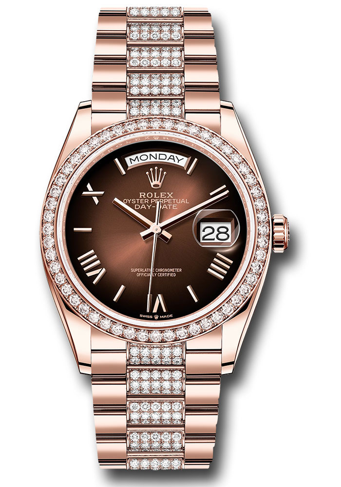 Rolex Watches - Day-Date 36 Everose Gold - 52 Dia Bezel - Diamond President - Style No: 128345rbr brobdrdp