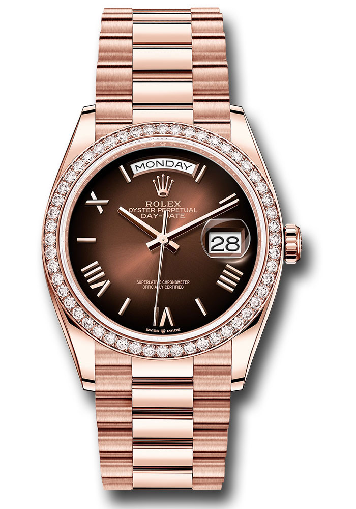 Rolex Watches - Day-Date 36 Everose Gold - 52 Dia Bezel - President - Style No: 128345rbr brobdrp