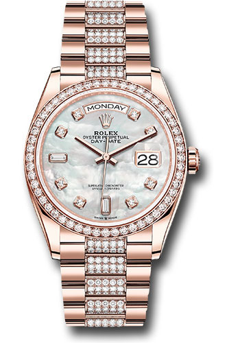 Rolex Watches - Day-Date 36 Everose Gold - 52 Dia Bezel - Diamond President - Style No: 128345rbr mddp